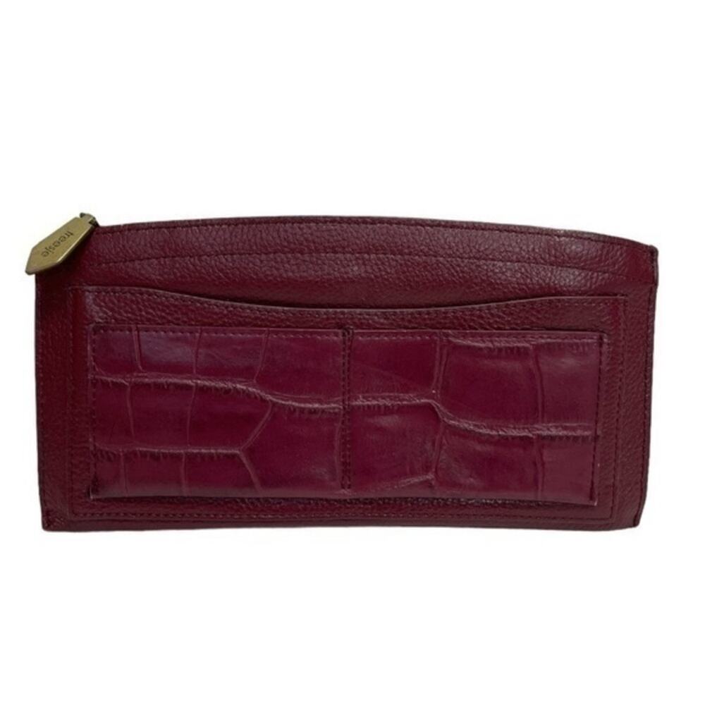 Vintage Treesje Leather Wallet burgundy maroon red zip